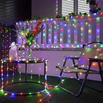 Cortina de Luzes Solares LED - Impermeável para Jardim, Festa e Decoração - 300 LEDs e 8 Modos