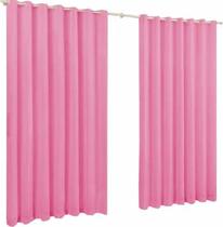 Cortina De Microfibra 3,00X2,50 Rosa Ilhós Cromado Quadrado. Cortina De Microfibra 3,00X2,50 Rosa Ilhós Cromado Quadrado.