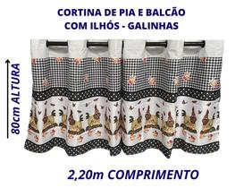 Cortina De Pia Balcão Gourmet 2,20m X 80cm Com Ilhós - Galinhas