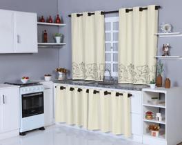 Cortina De Pia E Janela De Cozinha Em Pvc - Impermeável Bege