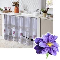 Cortina De Pia Para Cozinha Renda 1,60x0,80m Violeta - Rendam