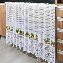 Cortina de Pia Renda Stilo Estampa de Morangos 1,60x,0,80m Beija Flor
