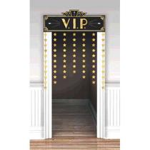 Cortina de porta decorativa Amscan Glitz & Glam preta/dourada