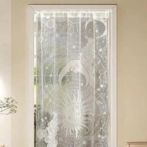 Cortina De Porta Transparente Bordada Floral De 72 Polegadas, Voile Filtrante De Luz Para Porta