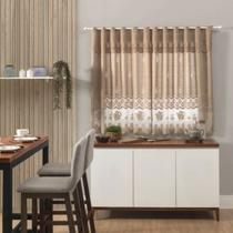 Cortina de Renda 280x150 com Bandô 30cm Para Cozinha Bule Cor Nude Escuro