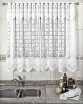 Cortina de Renda - Copa e Cozinha - Frutas - Branco - 2,20m x 1,20m - P/ Varão - Cortilester Cortina de Renda - Copa e Cozinha - Frutas - Branco - 2,20m x 1,20m - P/ Varão - Cortilester