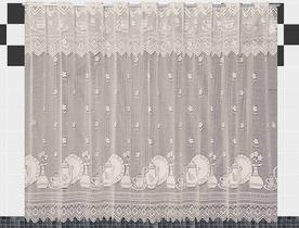 Cortina de Renda - Copa e Cozinha - Pratos - Bege - 2,20m x 1,20m - P/ Varão - Cortilester