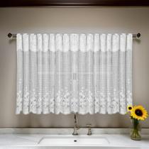 Cortina de Renda - Copa e Cozinha - Tulipinha - Branco - 2,20m x 1,20m - P/ Varão - Cortilester