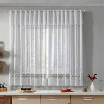 Cortina de Renda Cozinha 2.00 x 1.20 Com Bandô Delicada Estampa Coffee Café