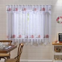 Cortina de Renda Cozinha com Bandô 2.80x1.50m Elegante Bule Hora do Chá Rosê