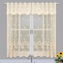 Cortina De Renda Cozinha Creme 4,00x1,50m Flores Kennedy Cortina De Renda Cozinha Creme 4,00x1,50m Flores Kennedy