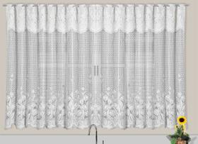 Cortina De Renda Cozinha Tulipinhas Jacquard 2,20X1,20cm Com Bandô Cortilester