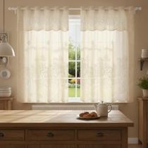 Cortina De Renda De Cozinha Bege 1,3 X 2 M 30cm Bandô