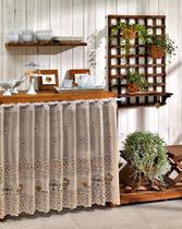 Cortina De Renda Marfim 2mx80cm Café Desert P/ Janela Ou Pia Cortina De Renda Marfim 2mx80cm Café Desert P/ Janela Ou Pia