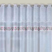 Cortina de Renda Para Cozinha Com Passagem de Luz Botticelli Florzinha 2,20x1,20m Cortilester