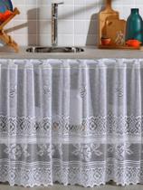 Cortina de Renda para Pía de Cozinha Branca 1,30 x 70