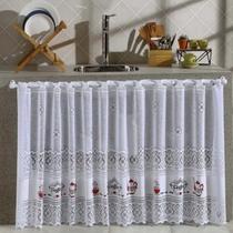 Cortina de Renda Para Pia Gabinete Cozinha 2,00m x 80cm Clássica Cortina de Renda Para Pia Gabinete Cozinha 2,00m x 80cm Clássica
