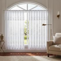 Cortina De Renda Sala Quarto Tulipa Branca Translúcida 1,30x2,60m Decoração Elegante