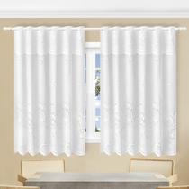 Cortina de Renda Tulipas Branco Com Bandô 2,00x1,50m Jacquard Beija Flor