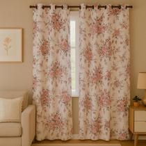 Cortina de Sala Floral 2,00x2,50 m Estampa de Flores Delicadas