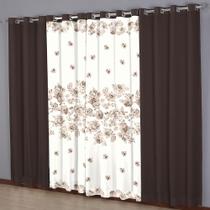 Cortina De Sala Marrom Florida Para Varão 3 M Horto Sultan
