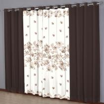 Cortina De Sala Marrom Florida Para Varão 3 M Horto Sultan