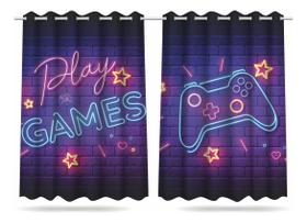 Cortina De Tecido Infantil 2,60x1,50 Gamer Jogos Mod 05 Cortina De Tecido Infantil 2,60x1,50 Gamer Jogos Mod 05