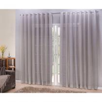 Cortina de Tecido para Varão Simples Linho 2,80x2,50m Cinza Poliéster Ludatex Cortina de Tecido para Varão Simples Linho 2,80x2,50m Cinza Poliéster Ludatex