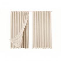 Cortina de Varão Duplo Microfibra com Voil 2,80x2,80 Palha Ludatex Cortina de Varão Duplo Microfibra com Voil 2,80x2,80 Palha Ludatex