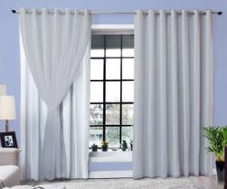 Cortina de Varão Voil Forro Micro Fibra 4,00 x 2,80 Ilhós Cromado - Tcd