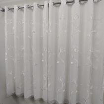 Cortina De Voal Bordada Com Forro Leve Microfibra Janela Quarto Sala Cozinha 3,00x1,40 Luxo Cortina De Voal Bordada Com Forro Leve Microfibra Janela Quarto Sala Cozinha 3,00x1,40 Luxo