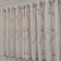 Cortina De Voal Bordada Floral Sofisticada Forrada 3,00x1,80 Cortina De Voal Bordada Floral Sofisticada Forrada 3,00x1,80