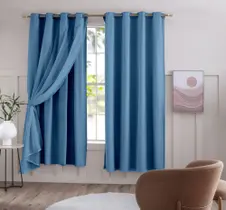 Cortina de Voil com forro em Blackout PVC 100% 2,80 x 2,30 para janela sala quarto