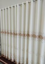 Cortina De Voil Linho Bordado Gripir Luxo Forrada 3,00x2,50