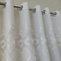 Cortina De Voil Linho Guipir Bordado Forrada Sofisticada Para Quarto 3,00x1,60