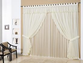 Cortina de Voil Rainha 3,00m X 2,80m Para Varão Duplo - Marfim Cortina de Voil Rainha 3,00m X 2,80m Para Varão Duplo - Marfim