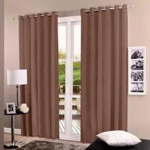 Cortina De Voil Voal Lisa Com Blackout Marrom/Bege 1,80X2,70