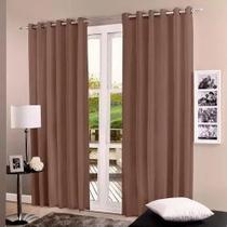 Cortina De Voil Voal Lisa Marrom/Bege Ct Pérola 2,70X1,80