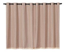 Cortina De Voil Voal Quadriculada Blackout Marrom 2,60X5,40