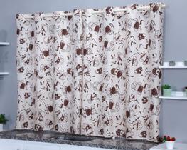 Cortina Decorativa para Cozinha Copa Sala de Jantar 2,00m x 1,40m Estampa Café Cáqui e Tabaco Cortina Decorativa para Cozinha Copa Sala de Jantar 2,00m x 1,40m Estampa Café Cáqui e Tabaco