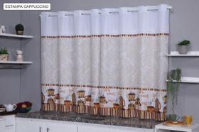 Cortina Decorativa para Cozinha Copa Sala de Jantar 2,00m x 1,40m Estampa Cappuccino Cáqui - Ametista Decorações