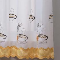 Cortina Doce Lar para Cozinha em Voil Bordado 2,00m x 1,40m 100% Poliéster - Coffee