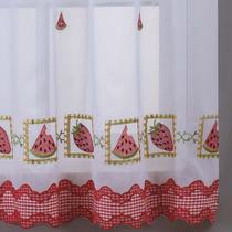 Cortina Doce Lar para Cozinha em Voil Bordado 2,00m x 1,40m 100% Poliéster - Melancia
