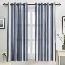 Cortina DriftAway Farmhouse, mistura de linho, listrada em azul marinho, 137 cm Cortina DriftAway Farmhouse, mistura de linho, listrada em azul marinho, 137 cm