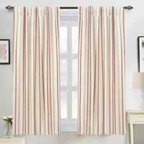 Cortina DriftAway Linen Blend Blackout 137x137 cm com listra vermelha