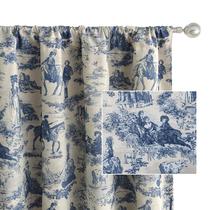 Cortina DriftAway Vintage Toile Blackout Linen 230 x 132 cm azul marinho