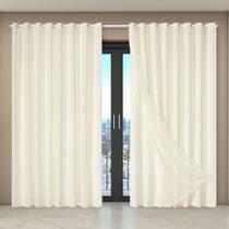 Cortina Dual Forro Microfibra C/ Voil Liso 5,60m X 2,70m 100% Poliéster - Bege