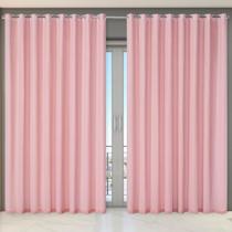 Cortina Dual Forro Voil Ge Belga 2,70M X 2,30M Luxo Rosa