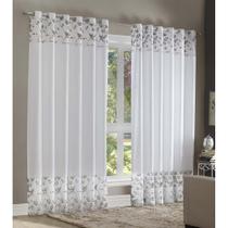 Cortina Dupla com Forro Tecido Devorê 24 Ihos Marselha 300x250cm Marfim Casa Doro - Sultan