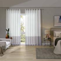 Cortina Duplex Mônaco com Forro Corta Luz 2,50m de Altura para Varão de 2,50m a 3,00m Barra Branco/Aluminio